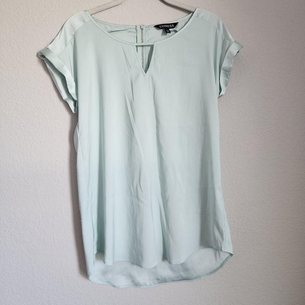Express Pastel Mint Keyhole Blouse